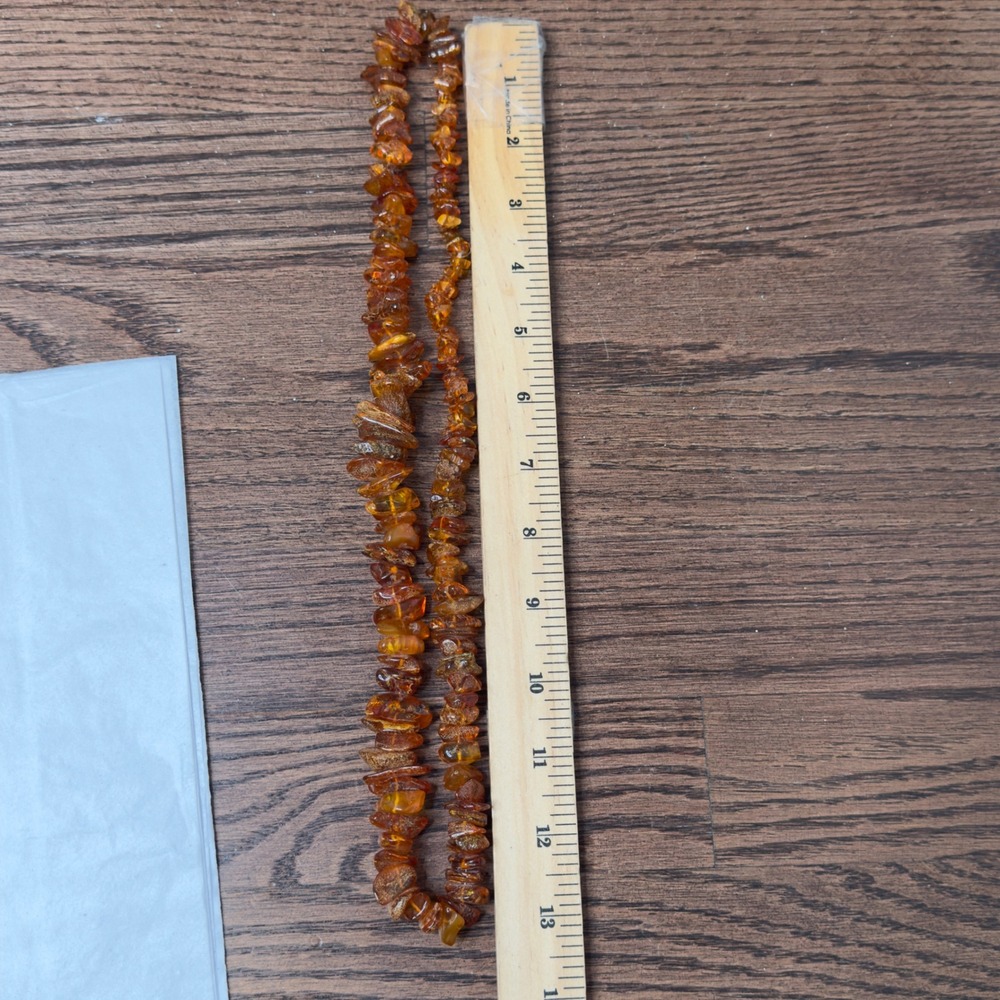 Natural Baltic‎ Amber Chip Necklace Gemstone Glow Boho Chic 26 inches Gradual - Picture 4 of 16